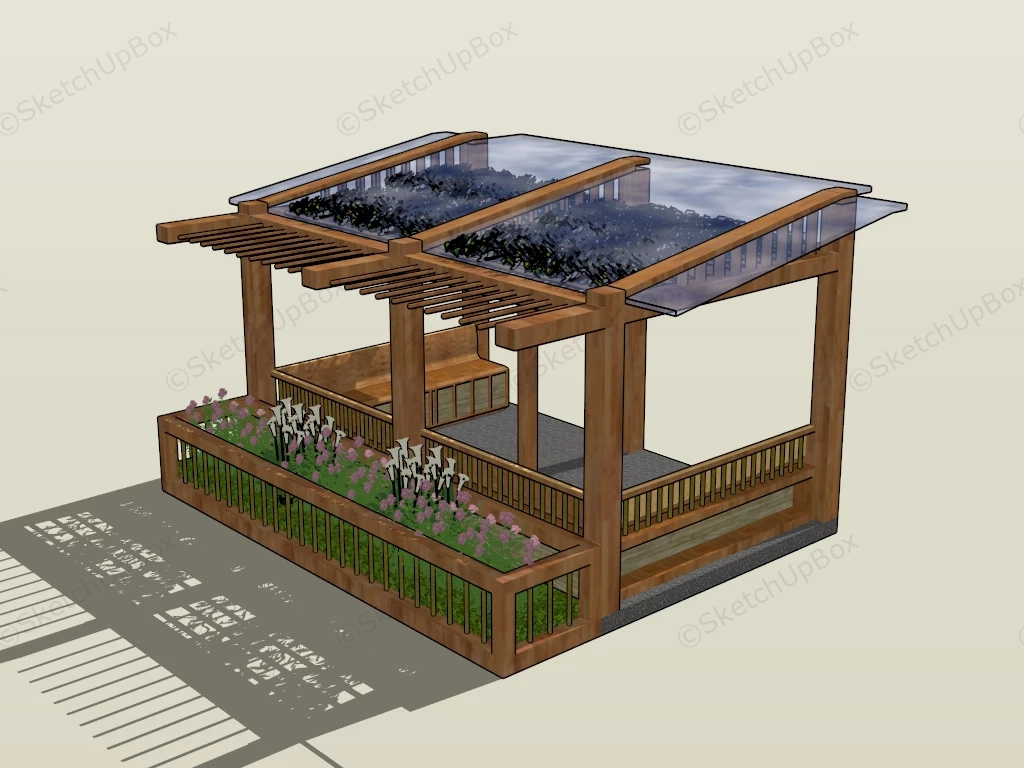 Shed Roof Pergola Design sketchup model preview - SketchupBox