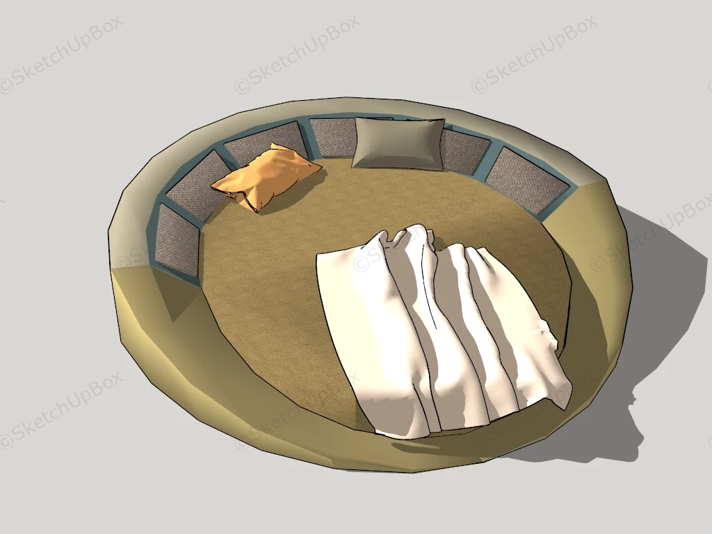 Round Upholstered Bed sketchup model preview - SketchupBox