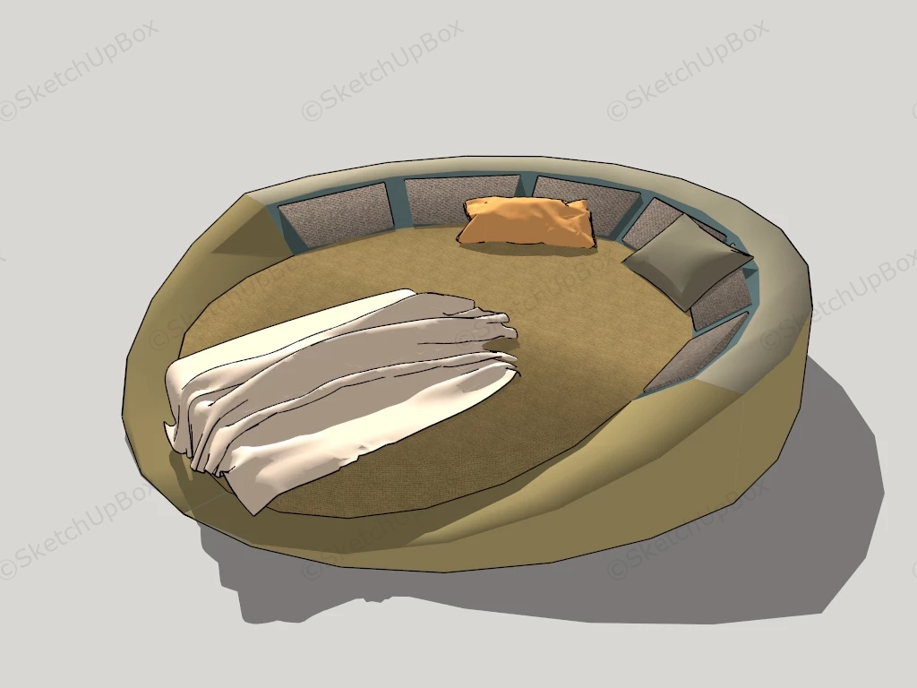 Round Upholstered Bed sketchup model preview - SketchupBox