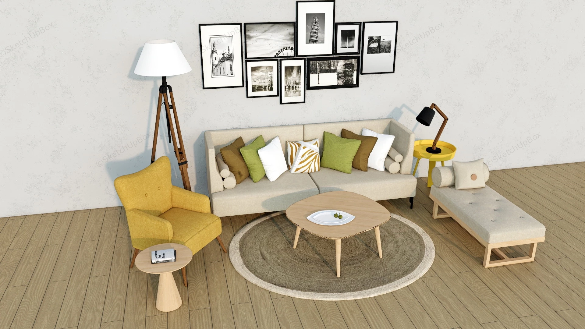 Casual Living Room Furniture Ideas sketchup model preview - SketchupBox