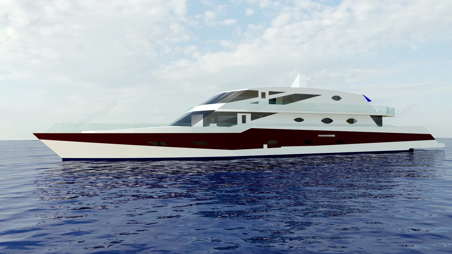 Modern Luxury Yacht sketchup model preview - SketchupBox