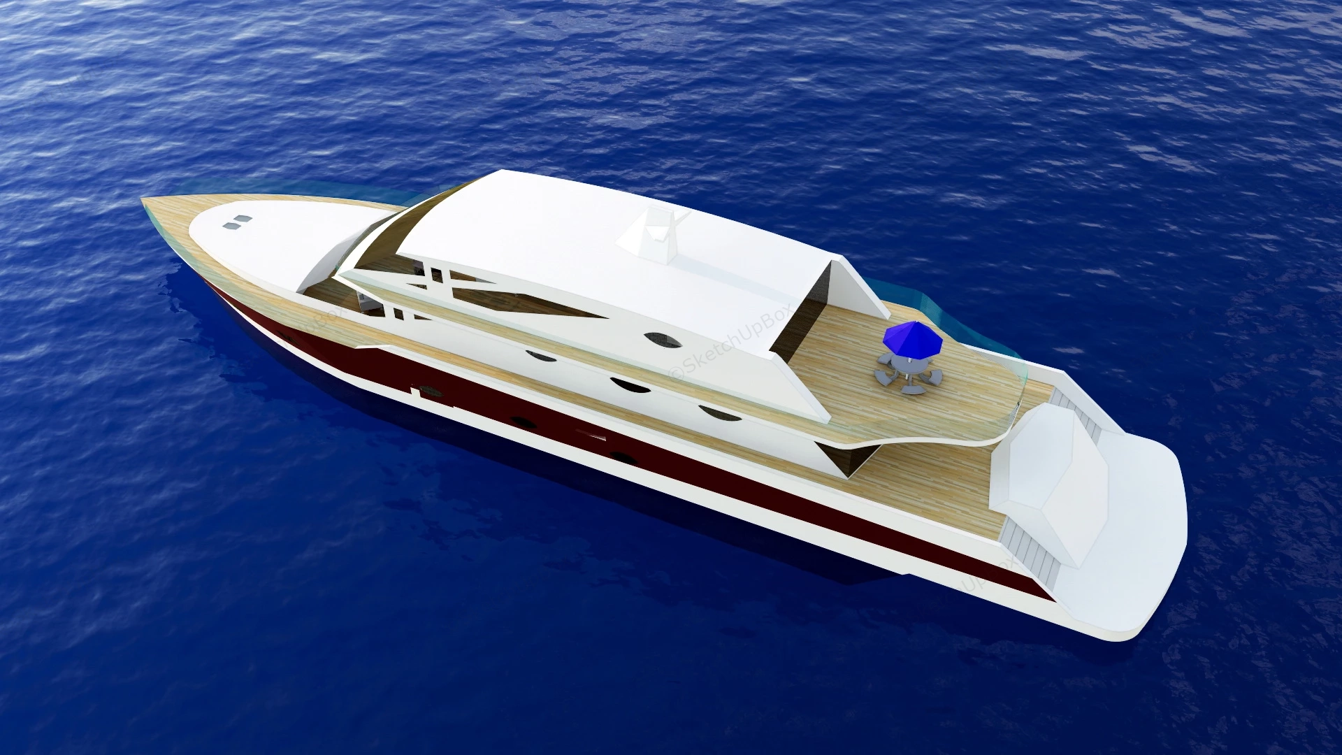 Modern Luxury Yacht sketchup model preview - SketchupBox