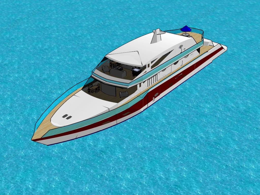 Modern Luxury Yacht sketchup model preview - SketchupBox