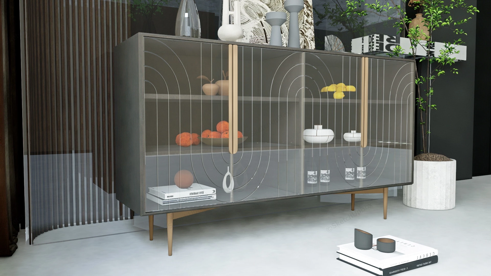 Modern Glass Sideboard sketchup model preview - SketchupBox