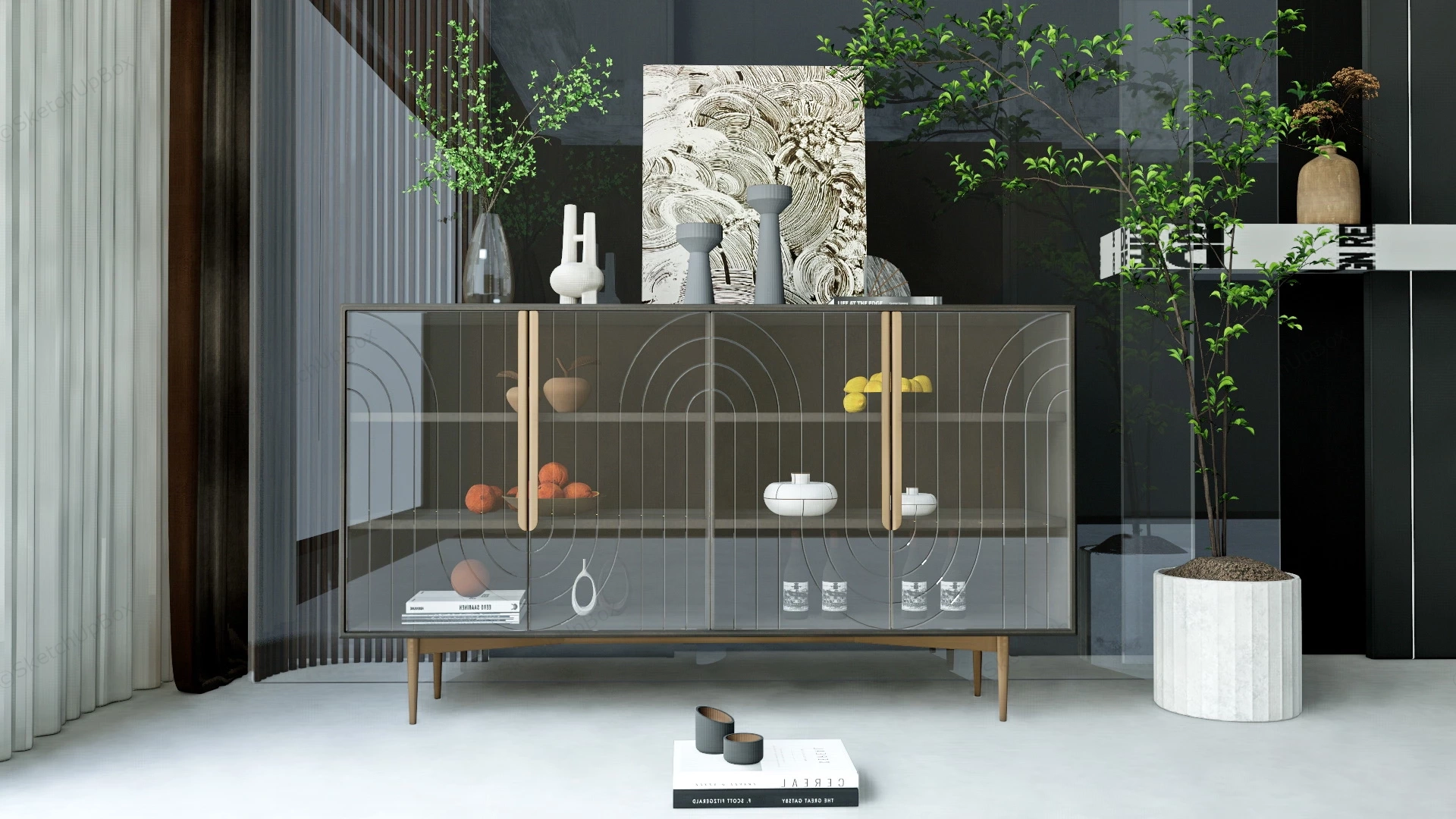 Modern Glass Sideboard sketchup model preview - SketchupBox