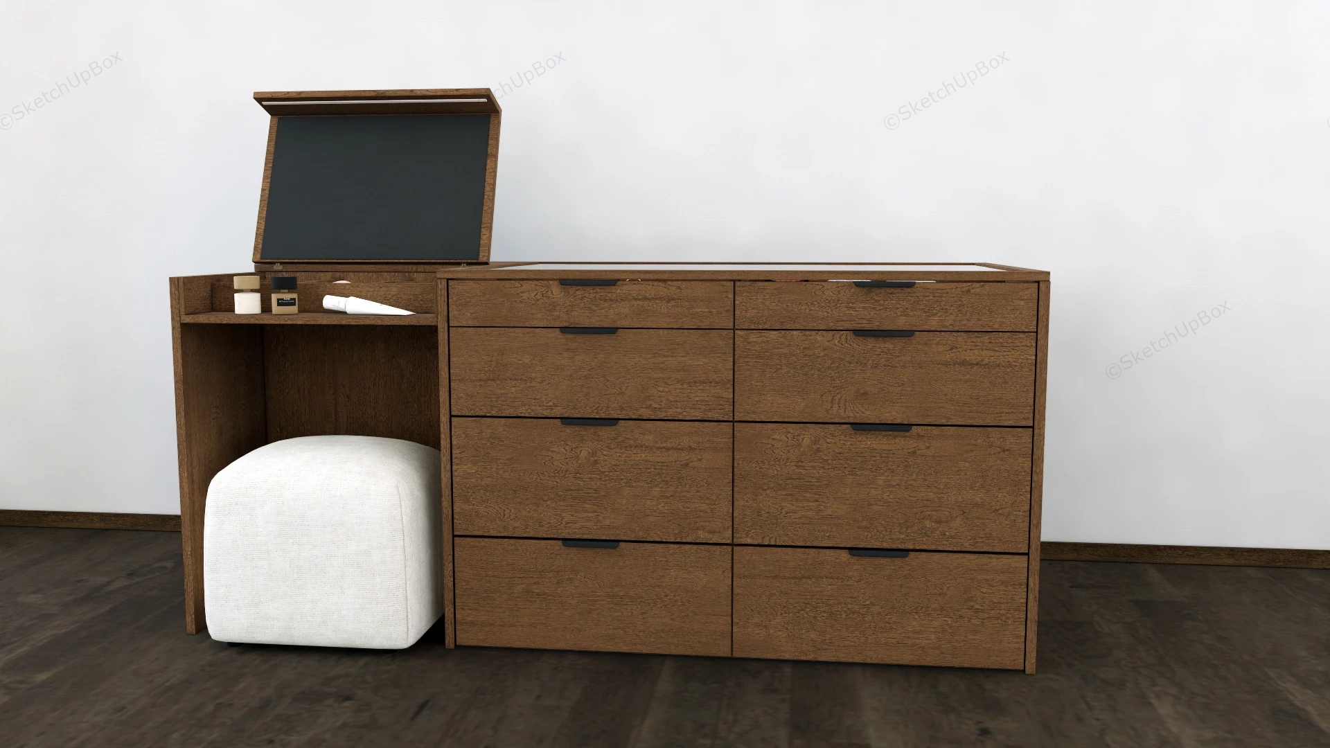 Dresser And Makeup Vanity Combo sketchup model preview - SketchupBox