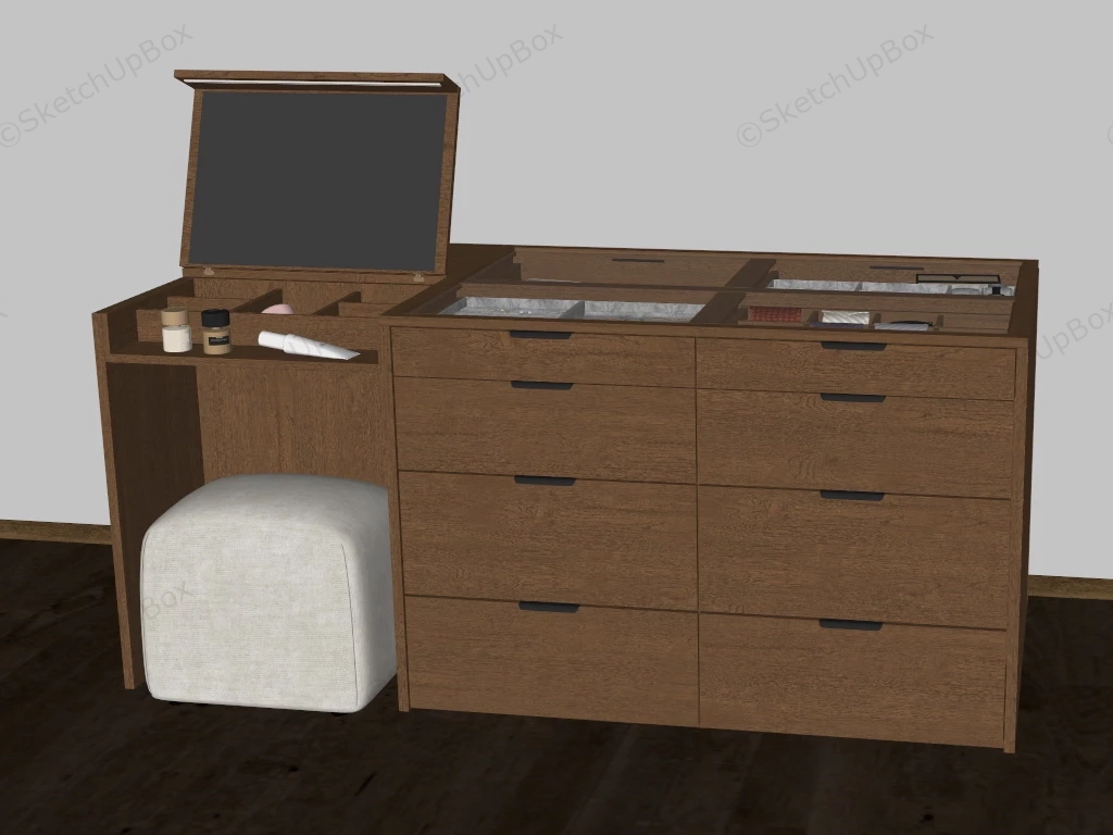 Dresser And Makeup Vanity Combo sketchup model preview - SketchupBox