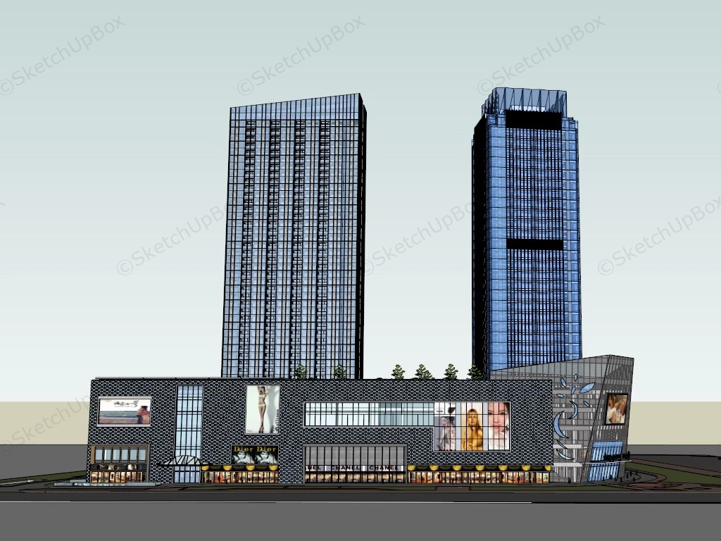 Commercial Complex Facade Design sketchup model preview - SketchupBox