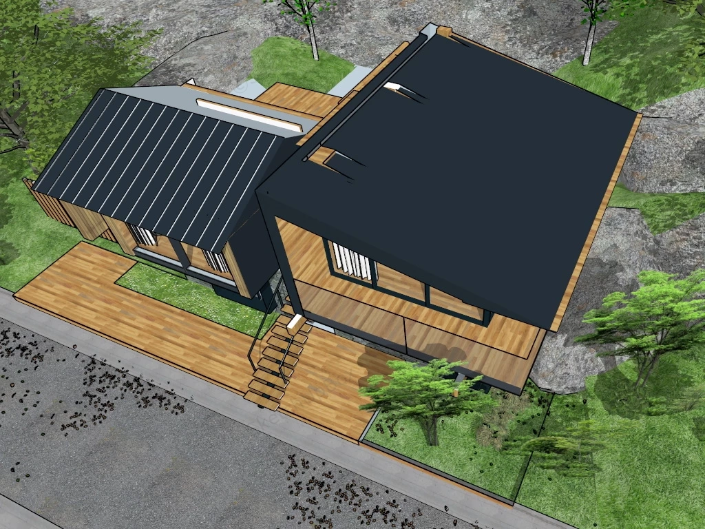 Small Mountain Cabin Design sketchup model preview - SketchupBox