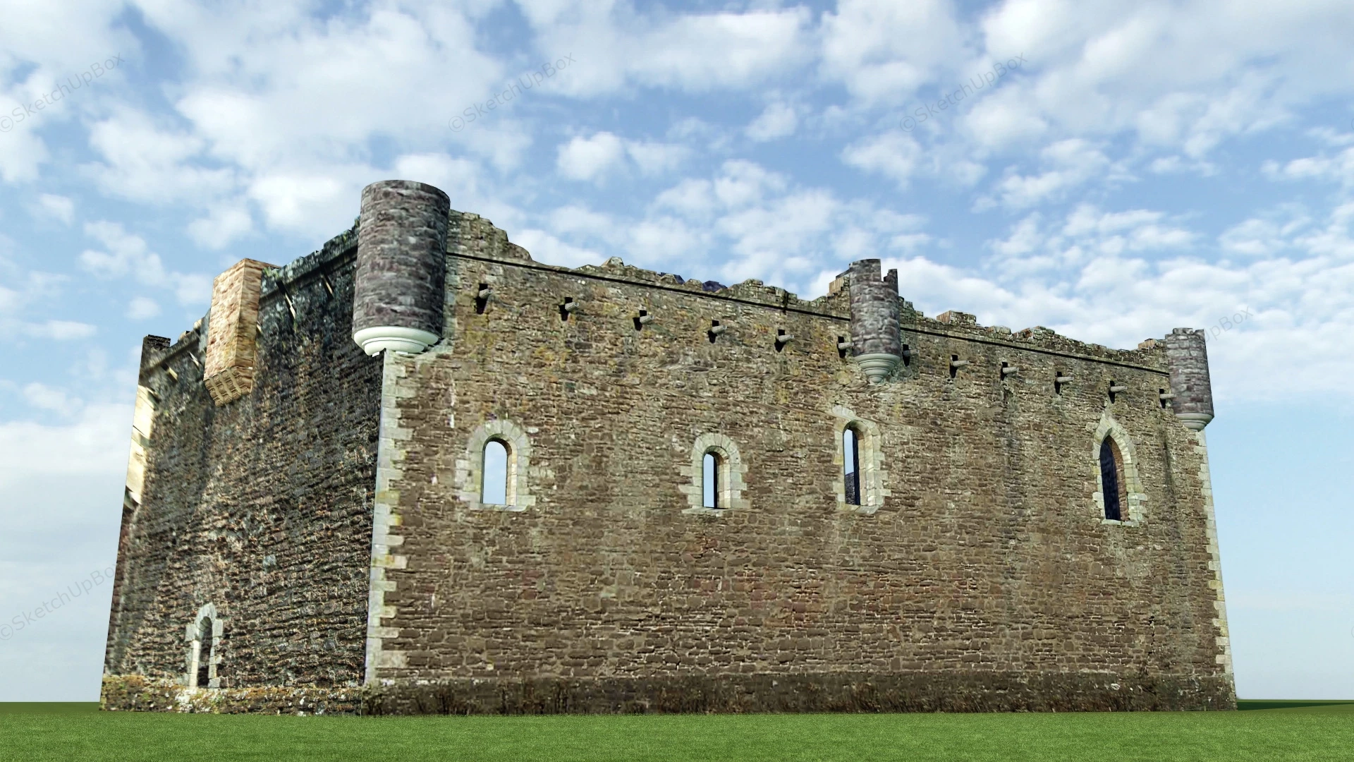 Doune Castle Ruined Wall sketchup model preview - SketchupBox