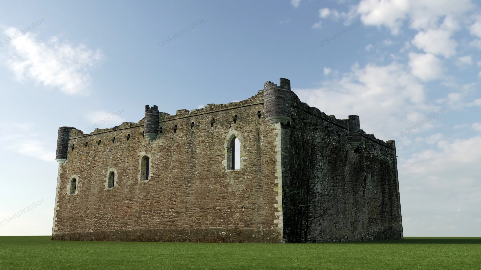 Doune Castle Ruined Wall sketchup model preview - SketchupBox