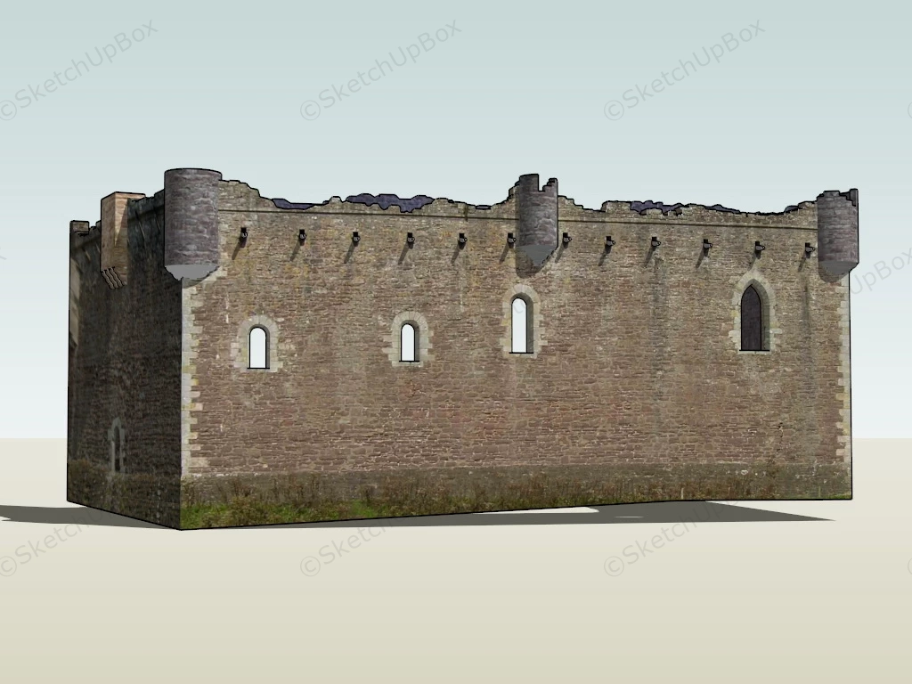 Doune Castle Ruined Wall sketchup model preview - SketchupBox