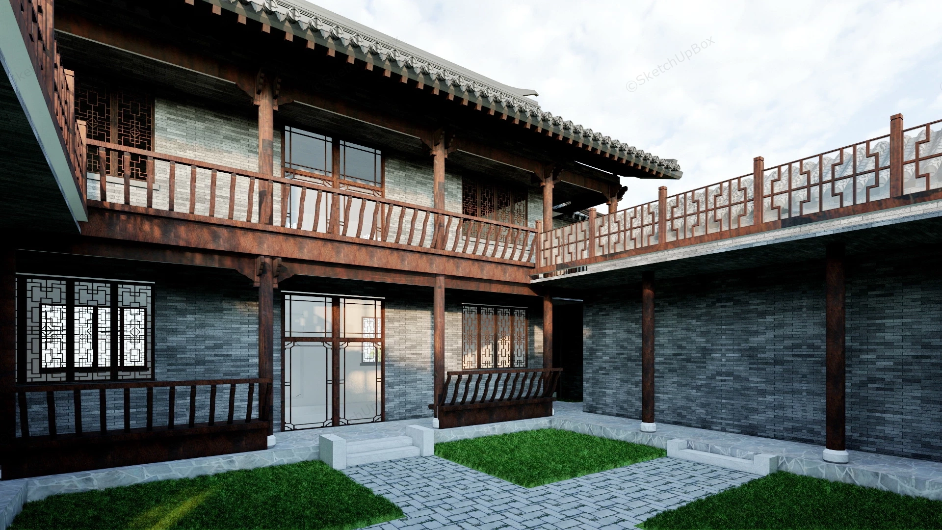 Beijing Courtyard House sketchup model preview - SketchupBox