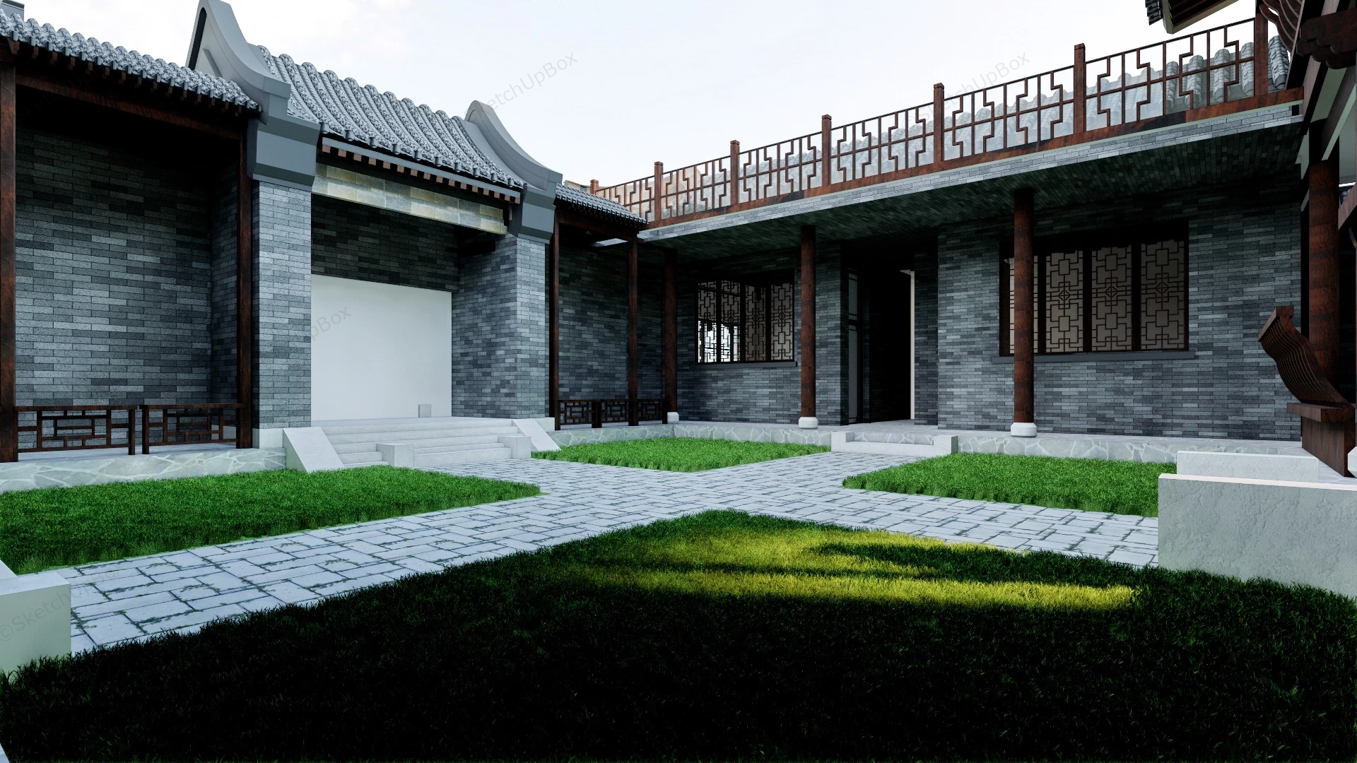 Beijing Courtyard House sketchup model preview - SketchupBox