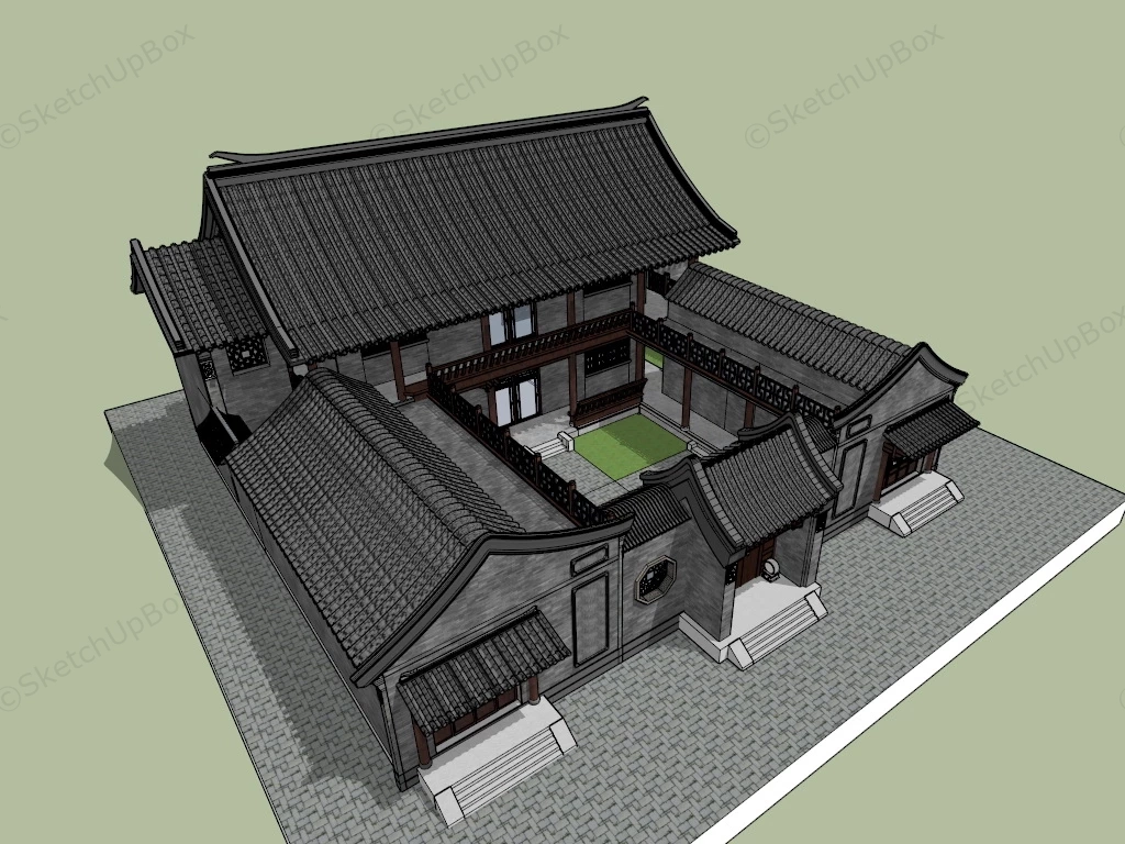 Beijing Courtyard House sketchup model preview - SketchupBox