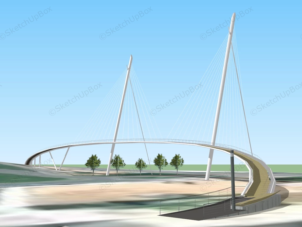 Urban Pedestrian Bridge Design sketchup model preview - SketchupBox