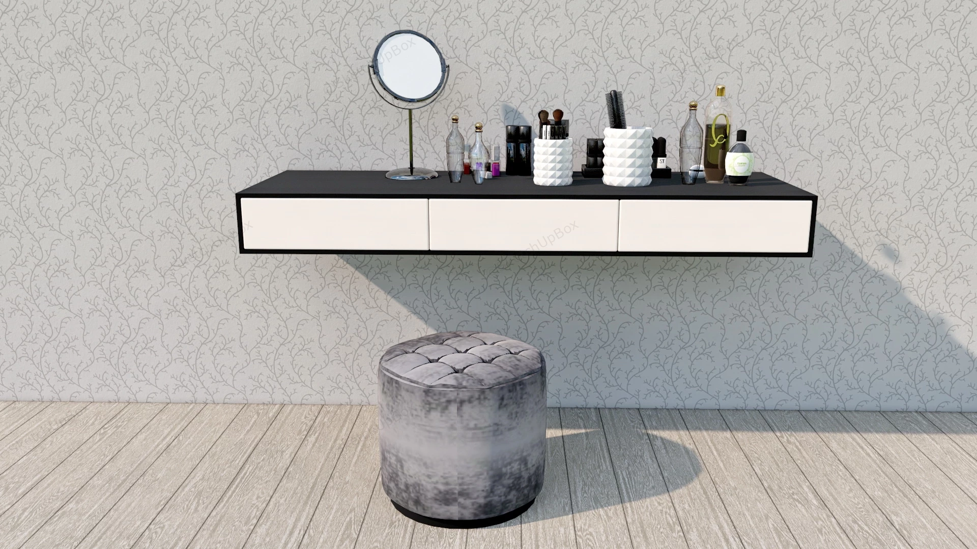 Minimalist Floating Dressing Table sketchup model preview - SketchupBox