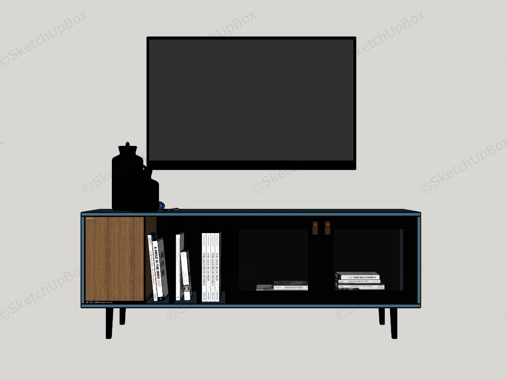 Blue Tv Stand With Storage sketchup model preview - SketchupBox