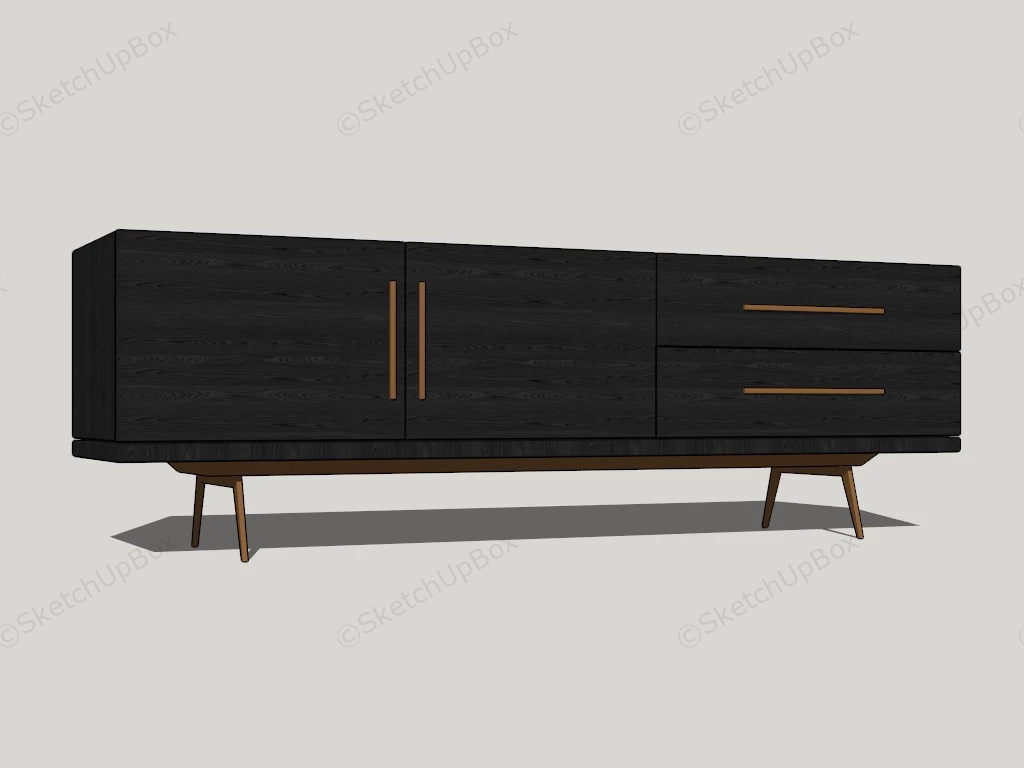 Black Wood TV Stand sketchup model preview - SketchupBox