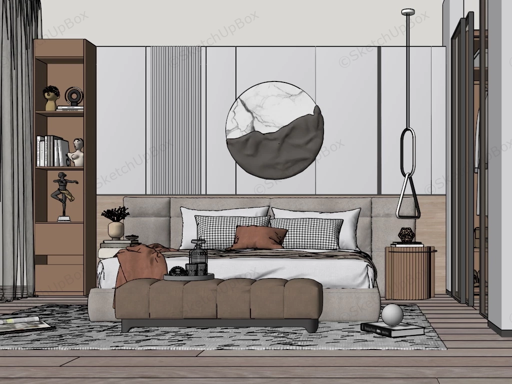 Master Bedroom With Accent Wall Idea sketchup model preview - SketchupBox