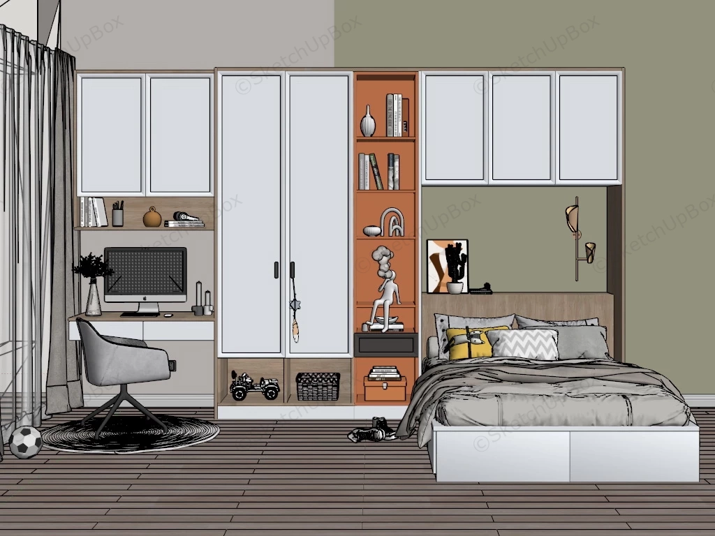 Modern Luxury Boys Room Idea sketchup model preview - SketchupBox