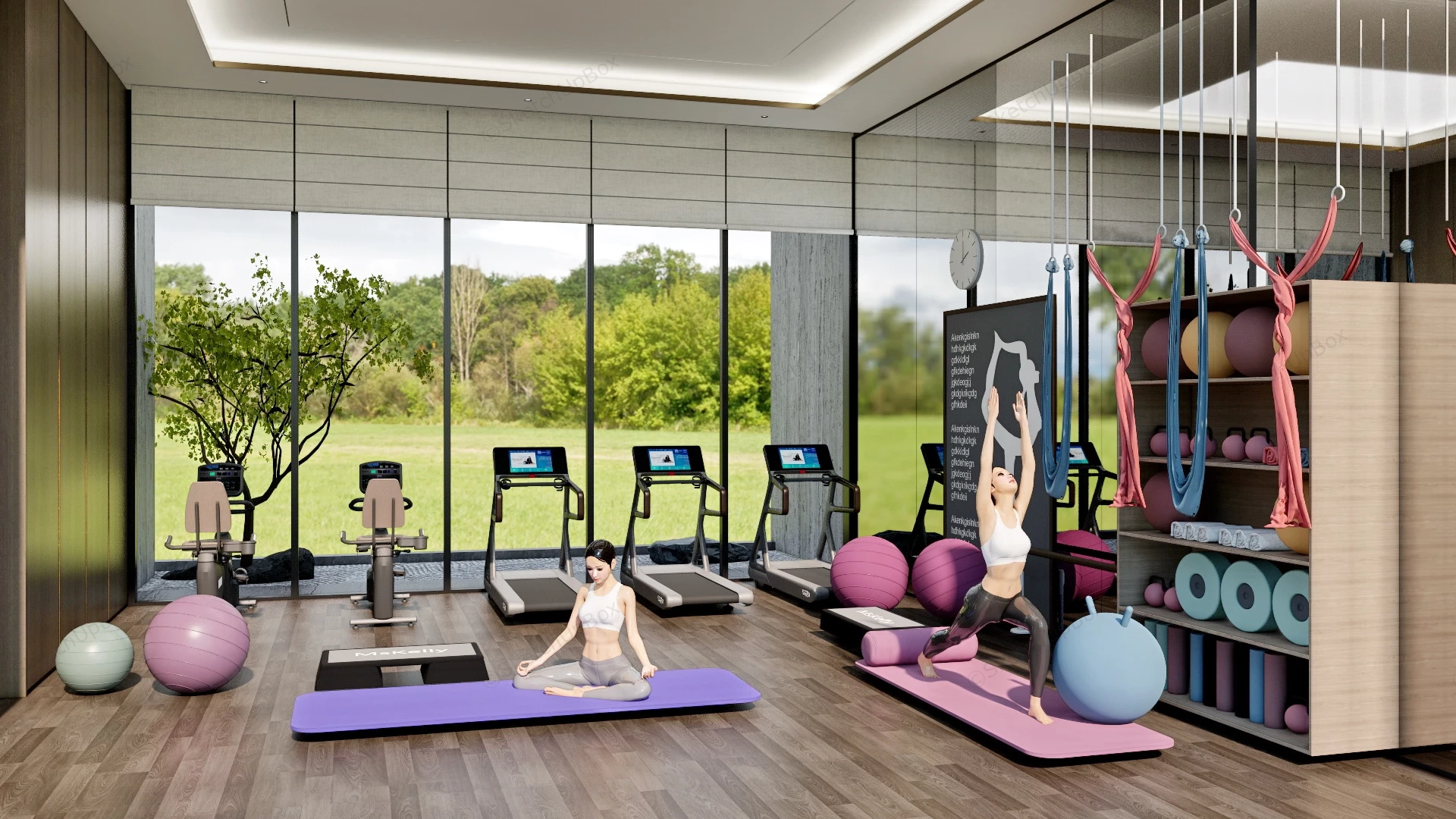 Fitness And Yoga Workout Room Idea sketchup model preview - SketchupBox