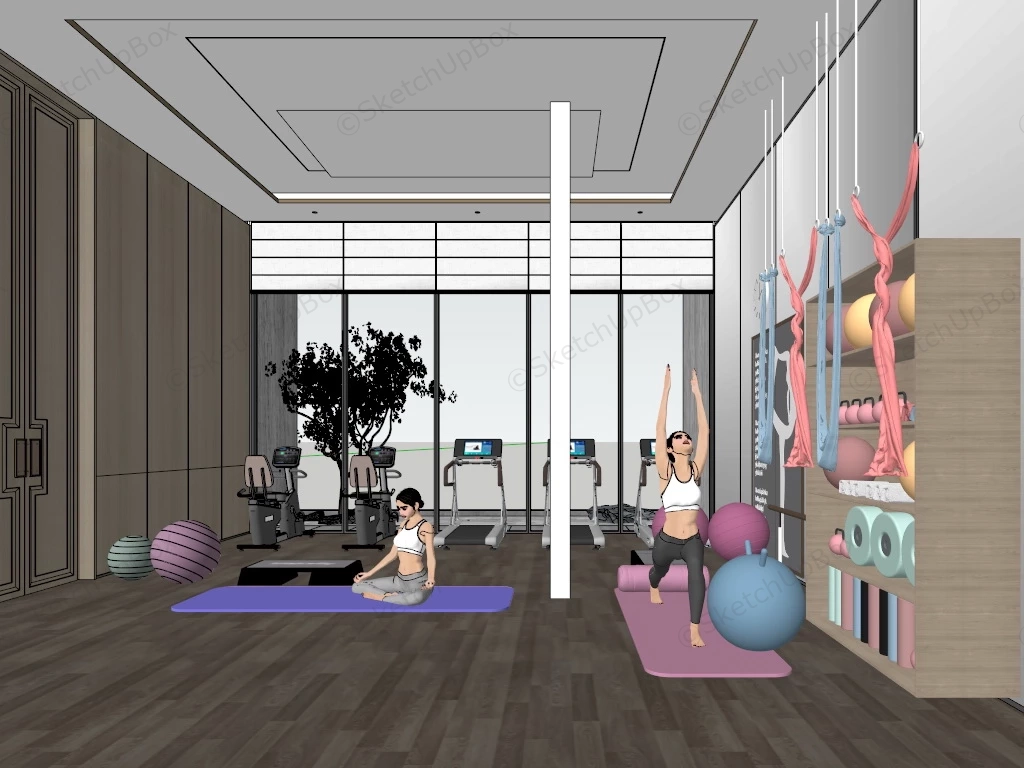 Fitness And Yoga Workout Room Idea sketchup model preview - SketchupBox