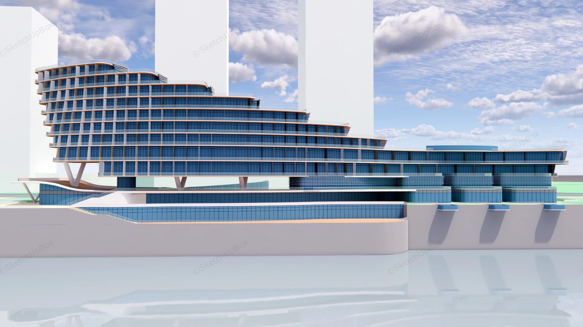 Resort Hotel Architectural Design Concept sketchup model preview - SketchupBox