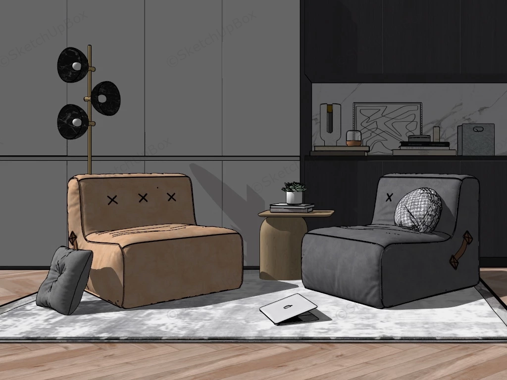 Bean Bag Living Room Set sketchup model preview - SketchupBox