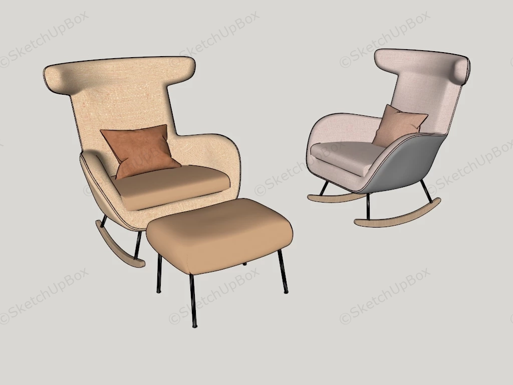 Modern Rocking Chairs With Ottoman sketchup model preview - SketchupBox