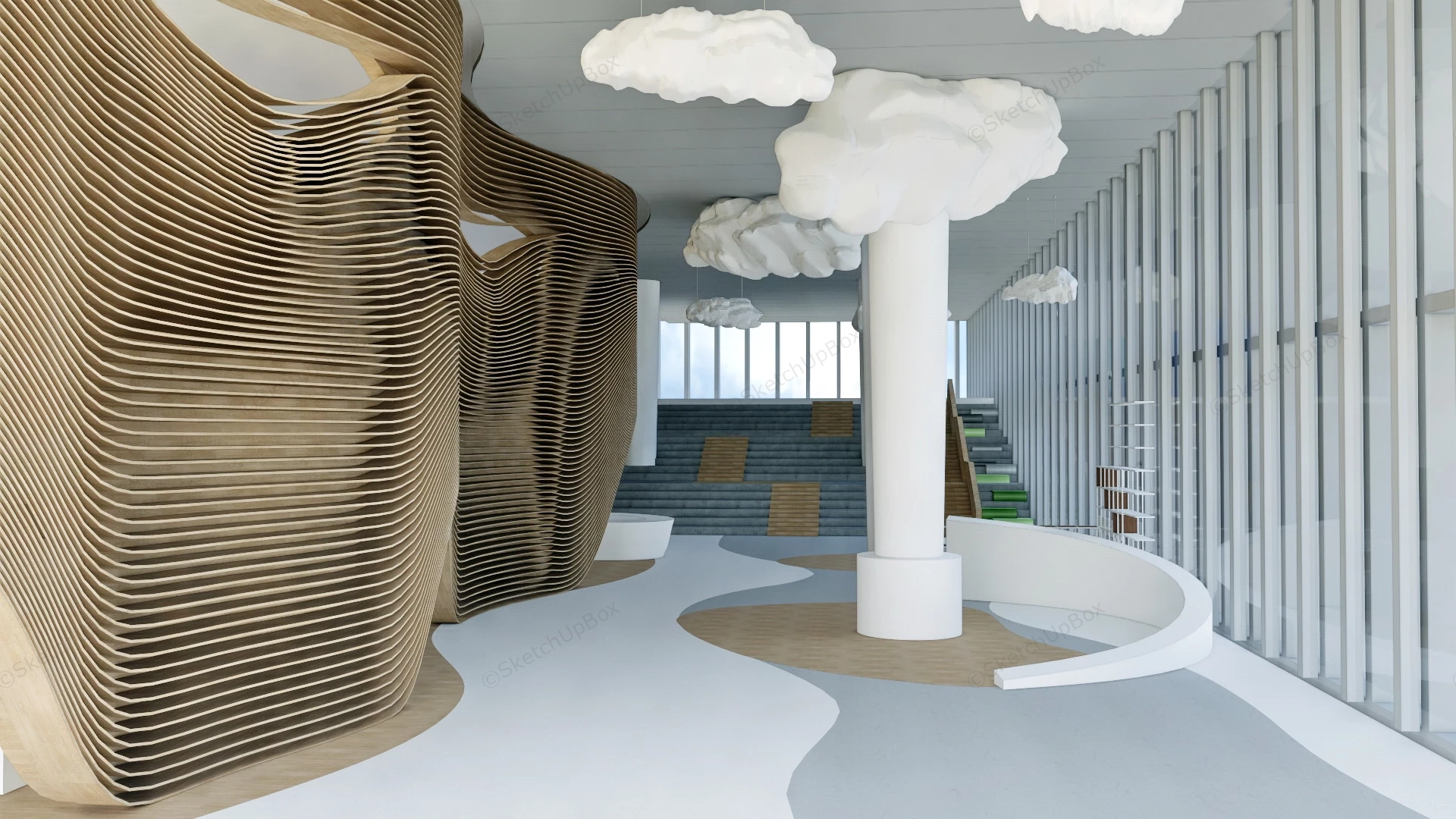 Modern Museum Entrance Lobby sketchup model preview - SketchupBox