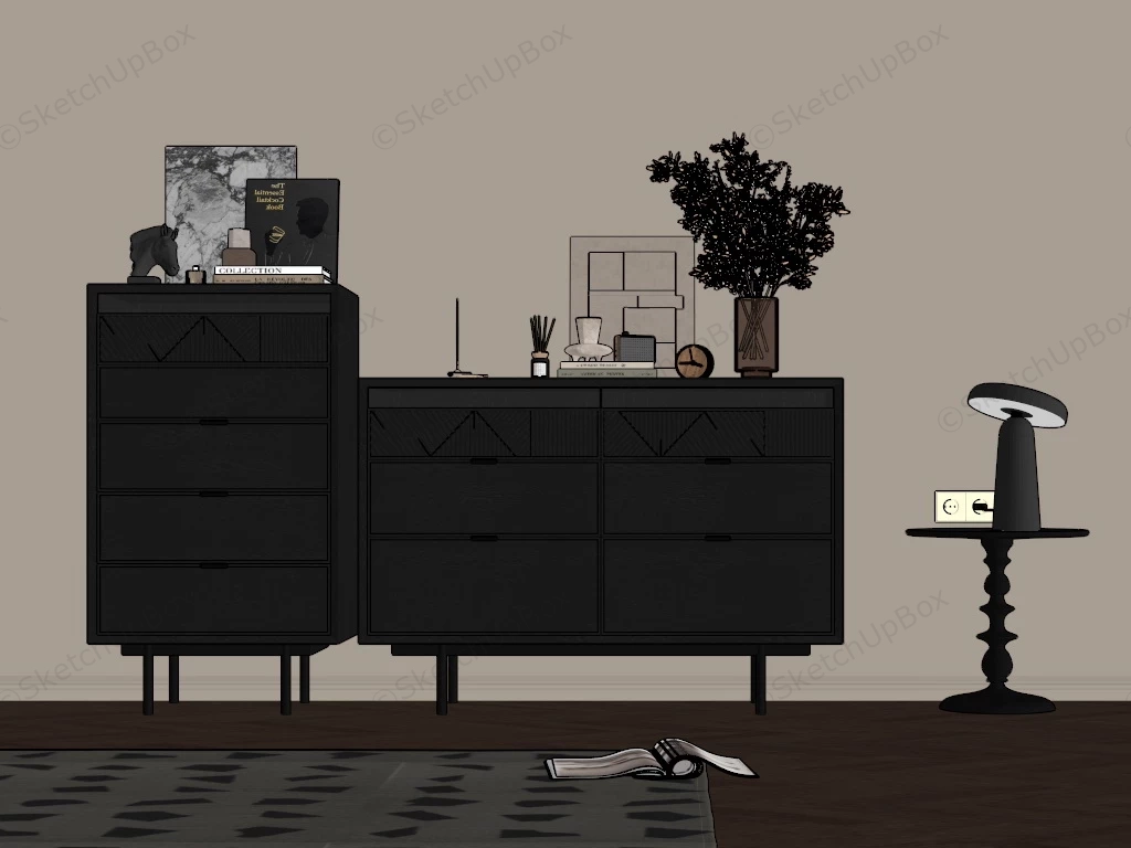 Black Dresser Set sketchup model preview - SketchupBox