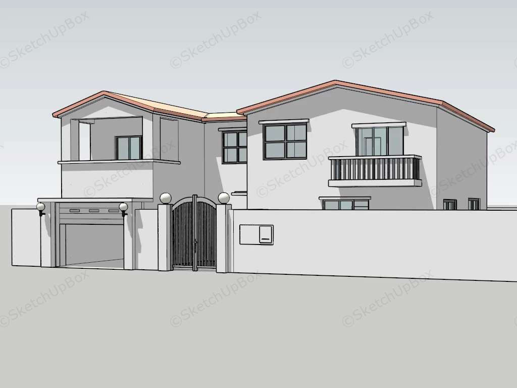 2 Story Suburban Home sketchup model preview - SketchupBox