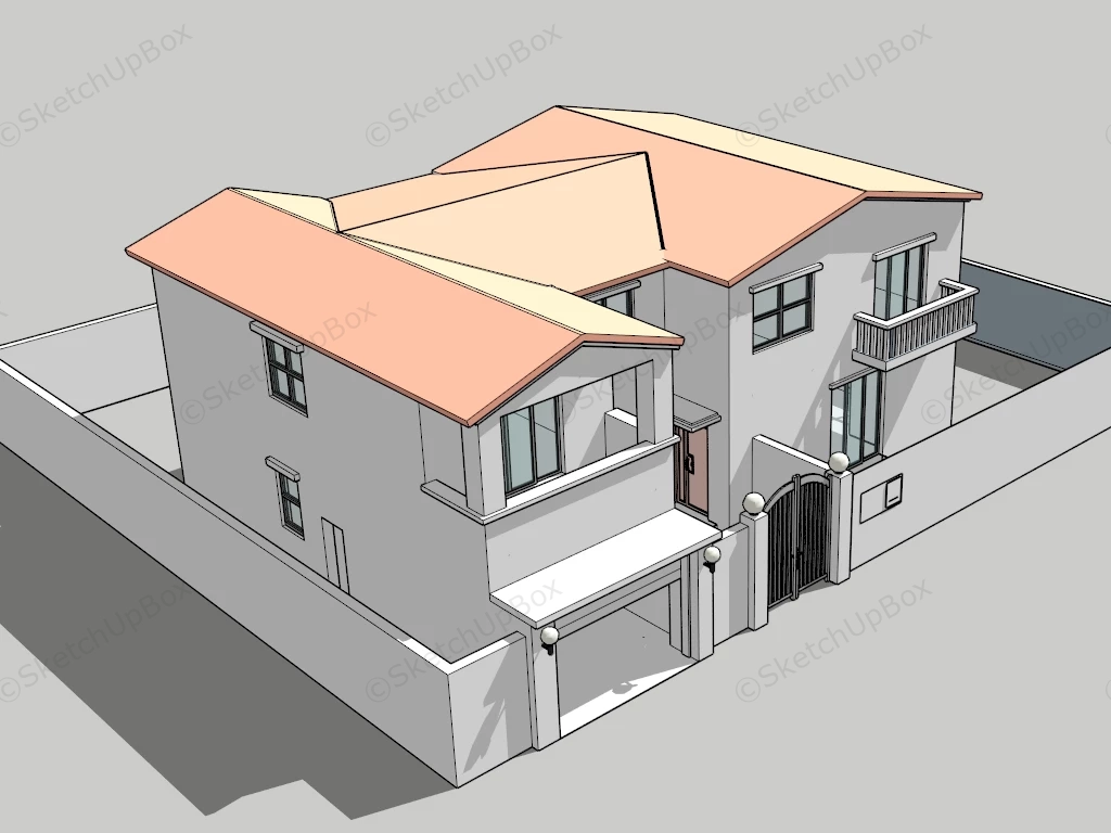 2 Story Suburban Home sketchup model preview - SketchupBox