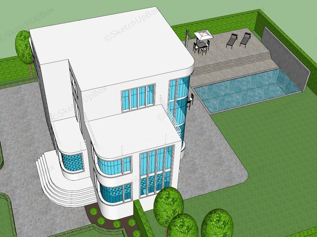 Art Deco Villa sketchup model preview - SketchupBox