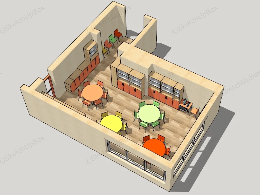 Kindergarten Classroom Layout sketchup model preview - SketchupBox