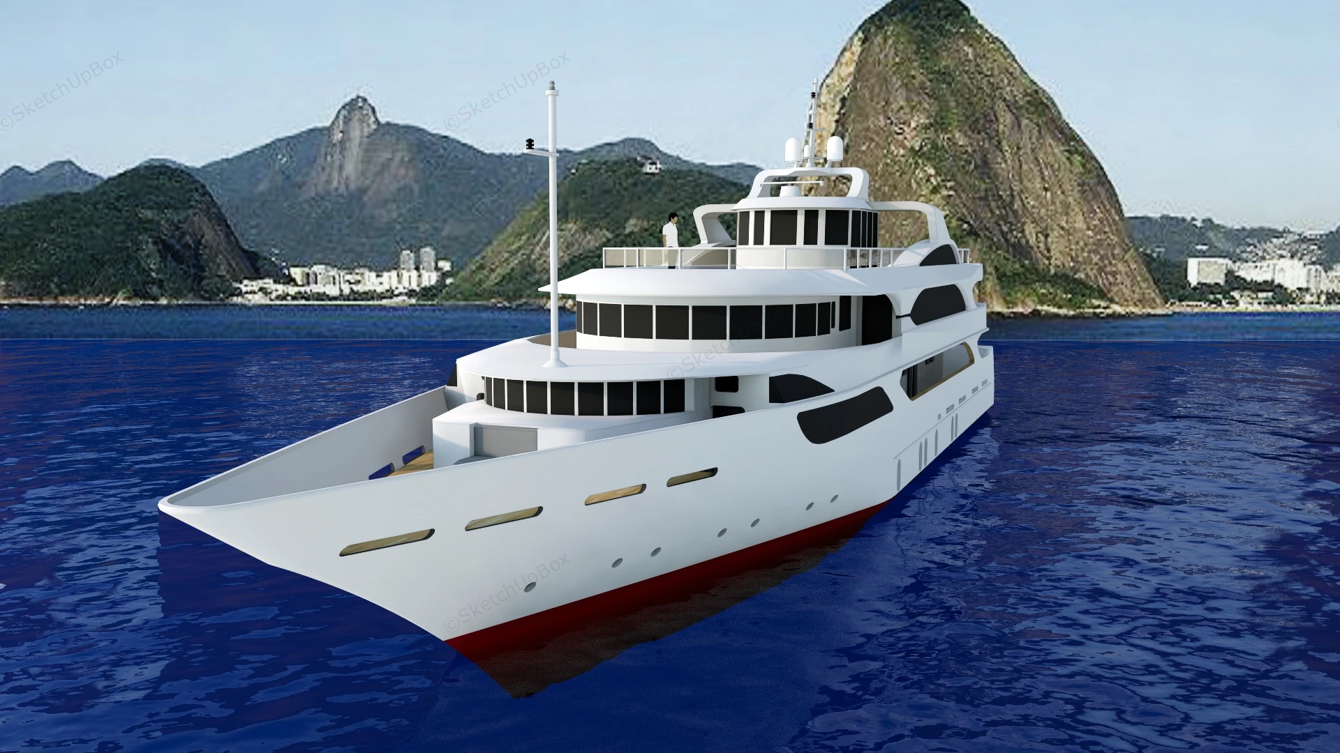 Modern Luxury Yacht sketchup model preview - SketchupBox