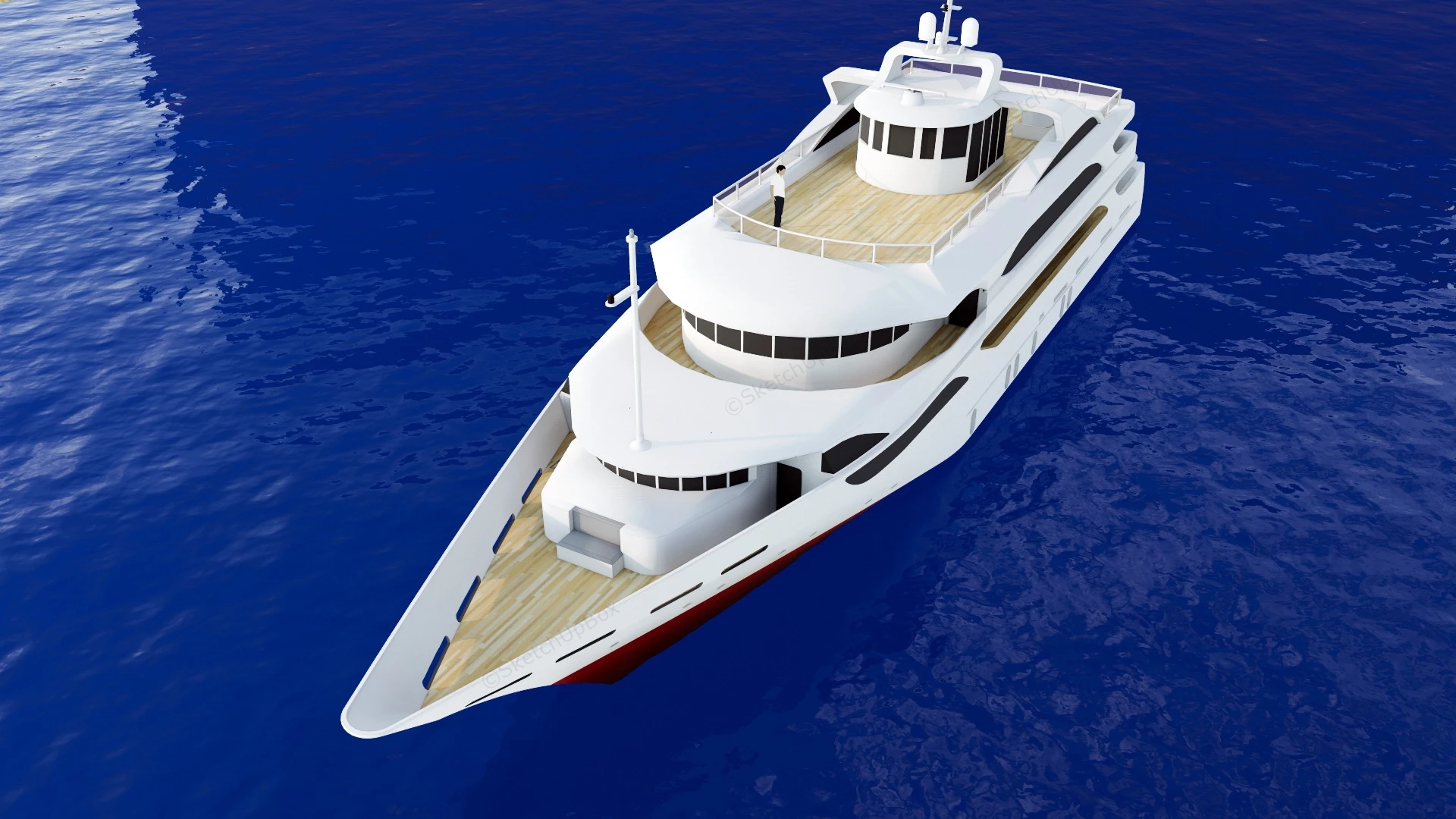 Modern Luxury Yacht sketchup model preview - SketchupBox