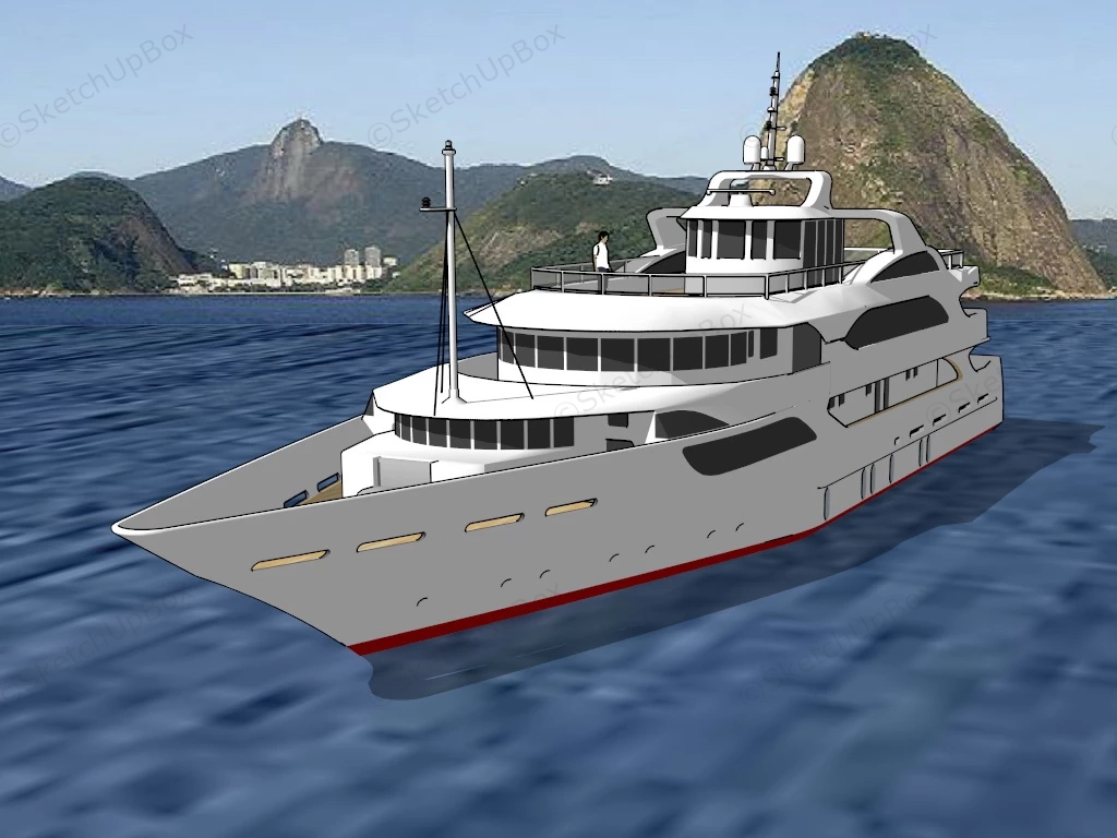 Modern Luxury Yacht sketchup model preview - SketchupBox