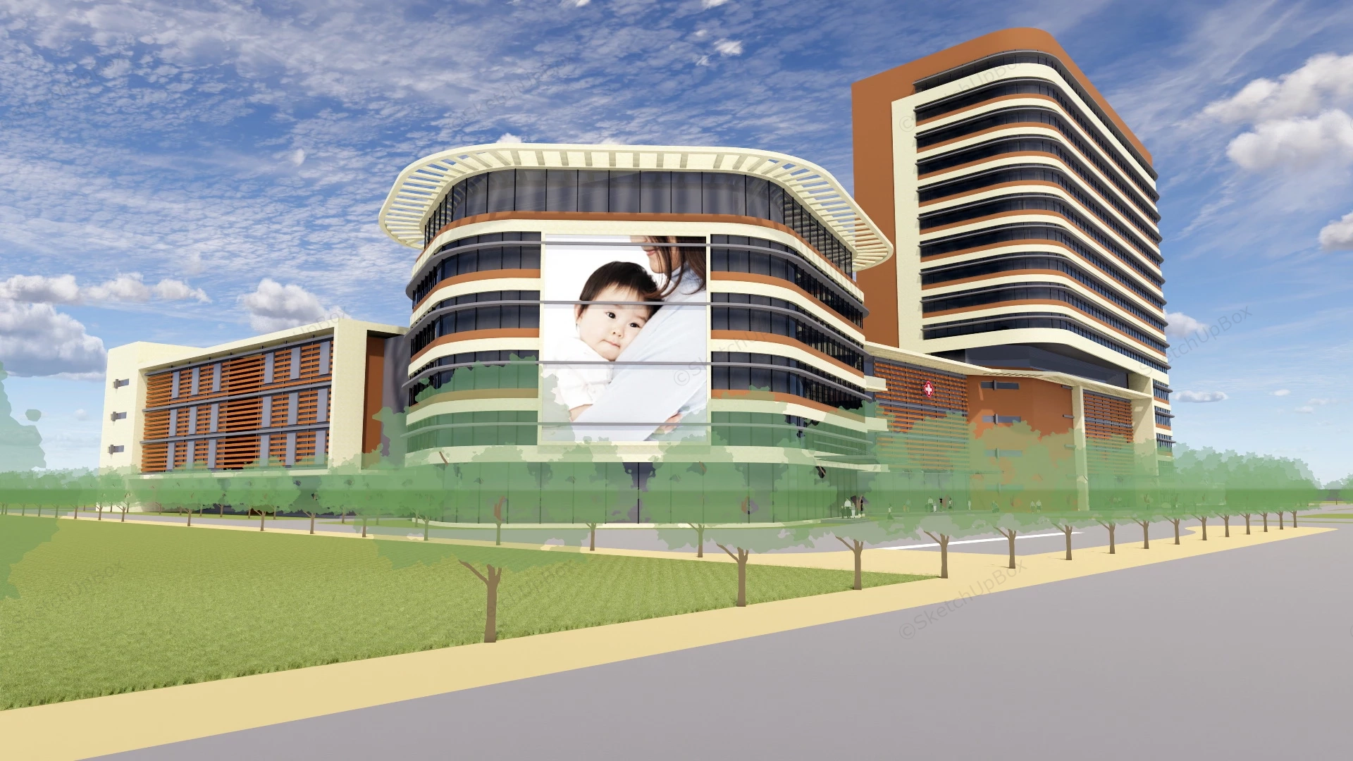 Maternity Hospital Architecture Design sketchup model preview - SketchupBox