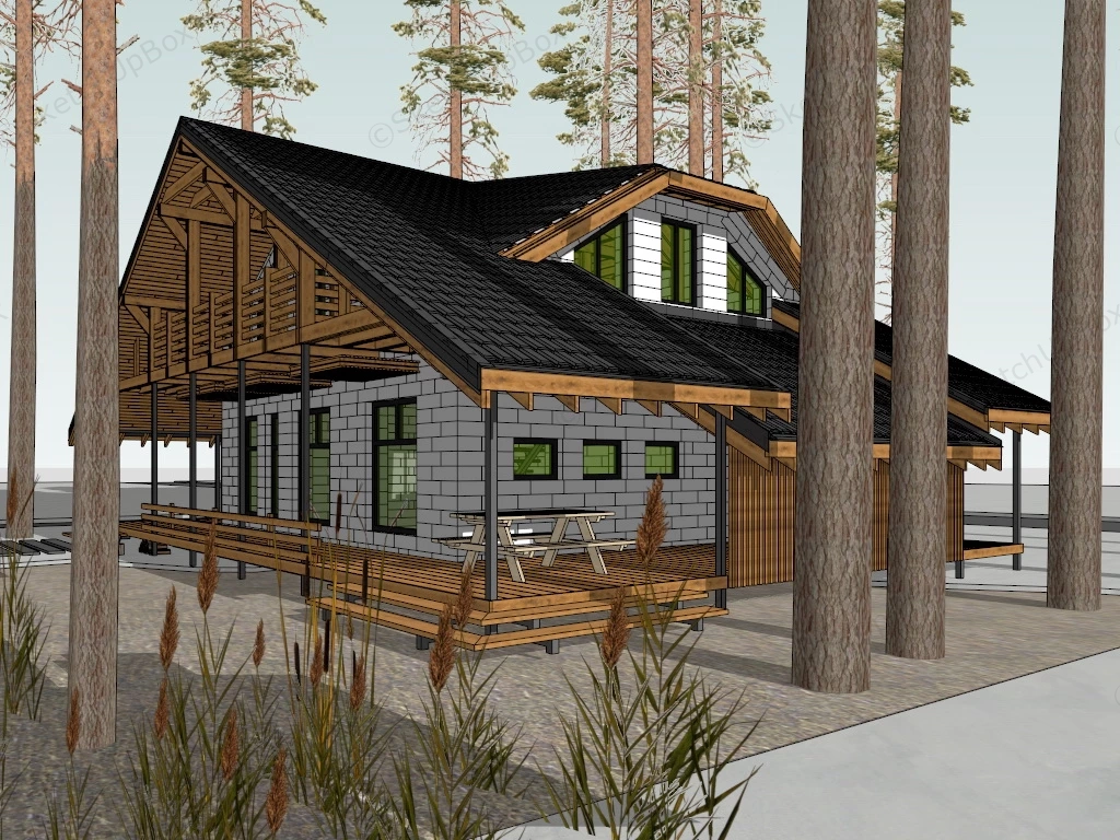 Cottage In The Woods sketchup model preview - SketchupBox