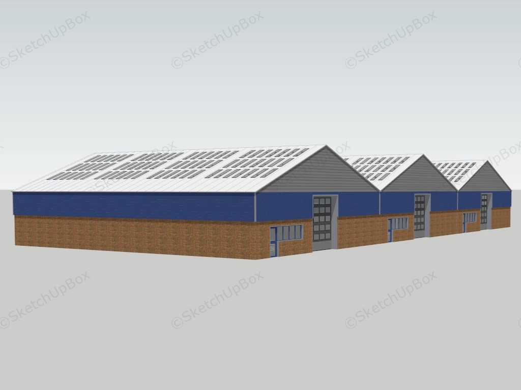 Factory Warehouse Building sketchup model preview - SketchupBox