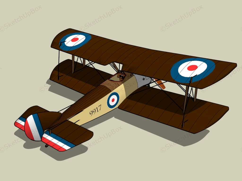 Nieuport 27 Biplane Fighter sketchup model preview - SketchupBox