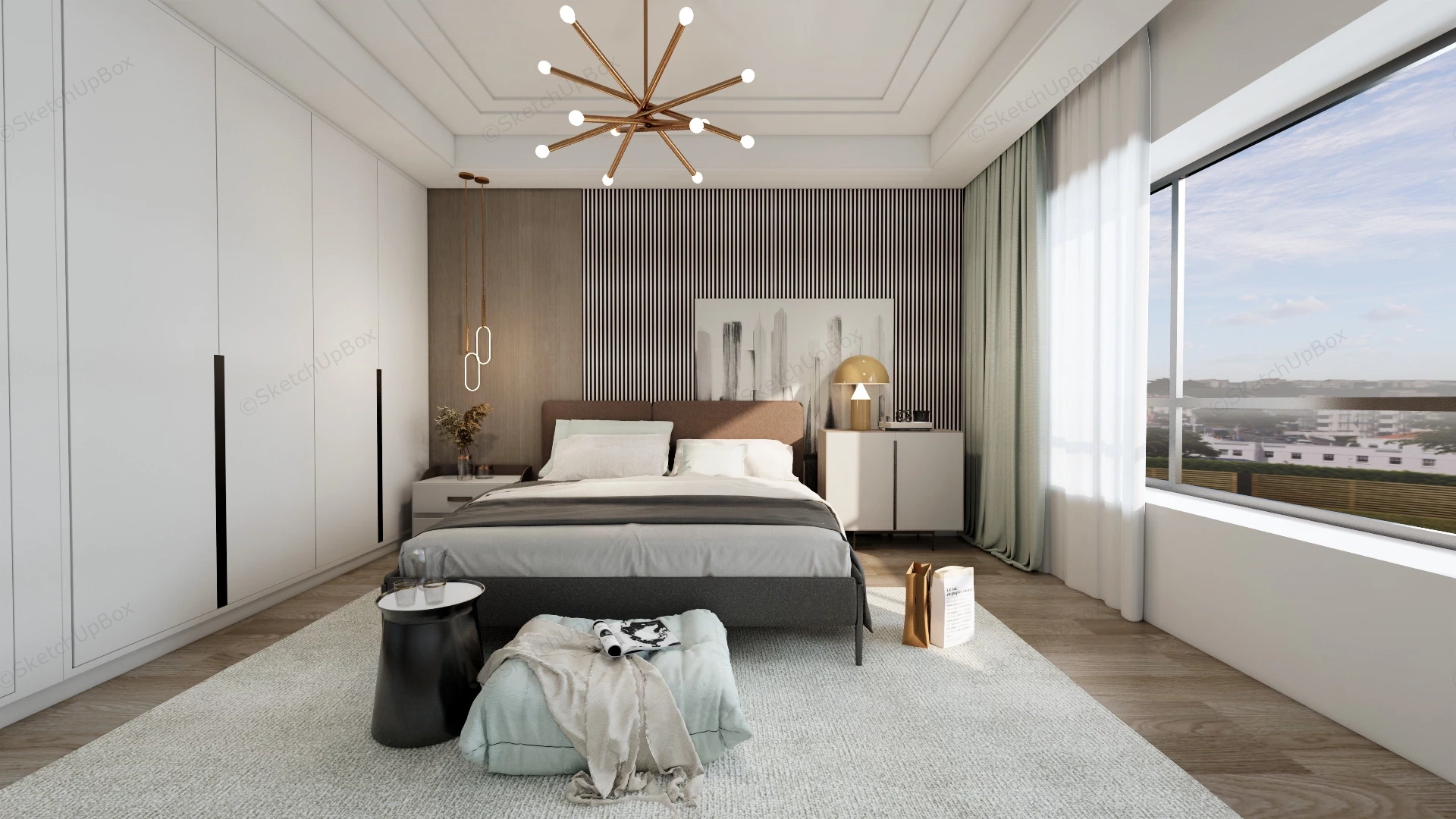 Contemporary Bedroom Interior Design sketchup model preview - SketchupBox