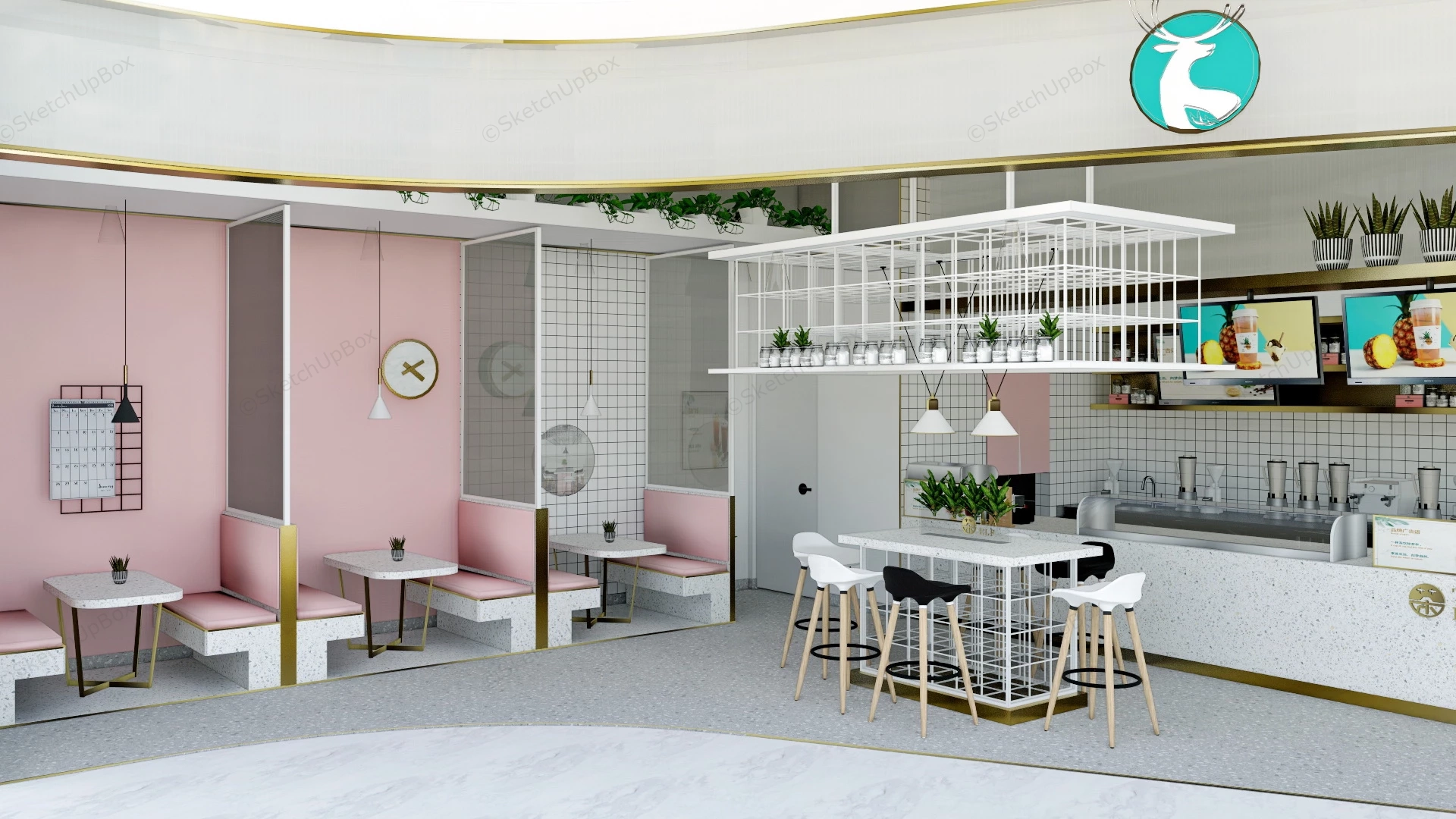 Modern Milk Tea Shop sketchup model preview - SketchupBox