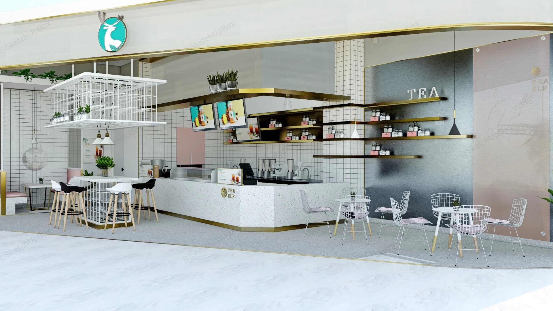 Modern Milk Tea Shop sketchup model preview - SketchupBox