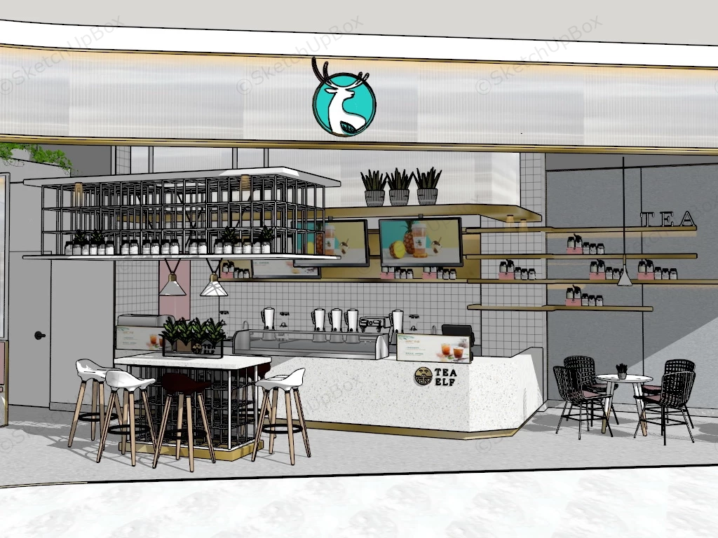 Modern Milk Tea Shop sketchup model preview - SketchupBox