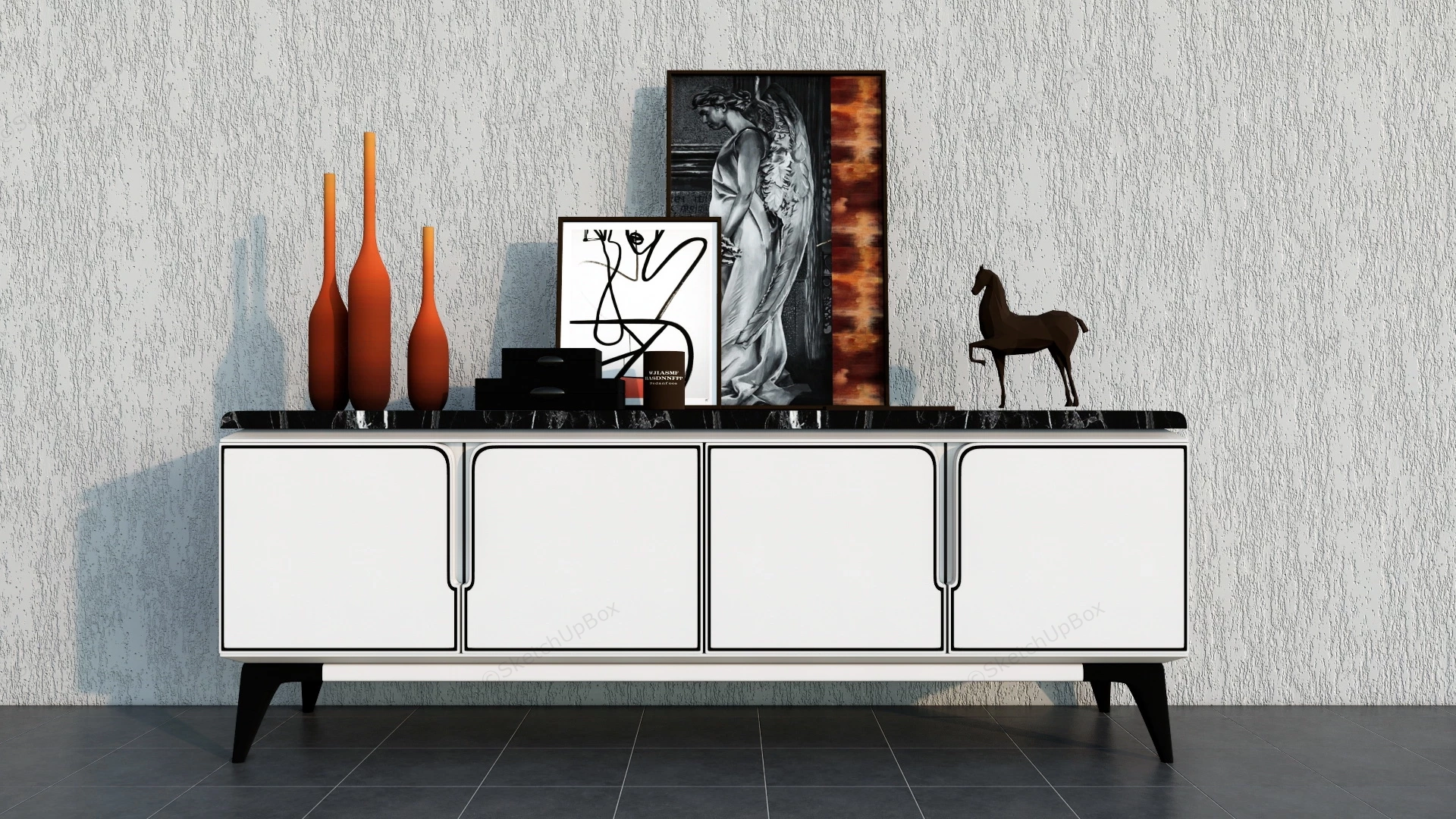 Modern Accent TV Stand sketchup model preview - SketchupBox