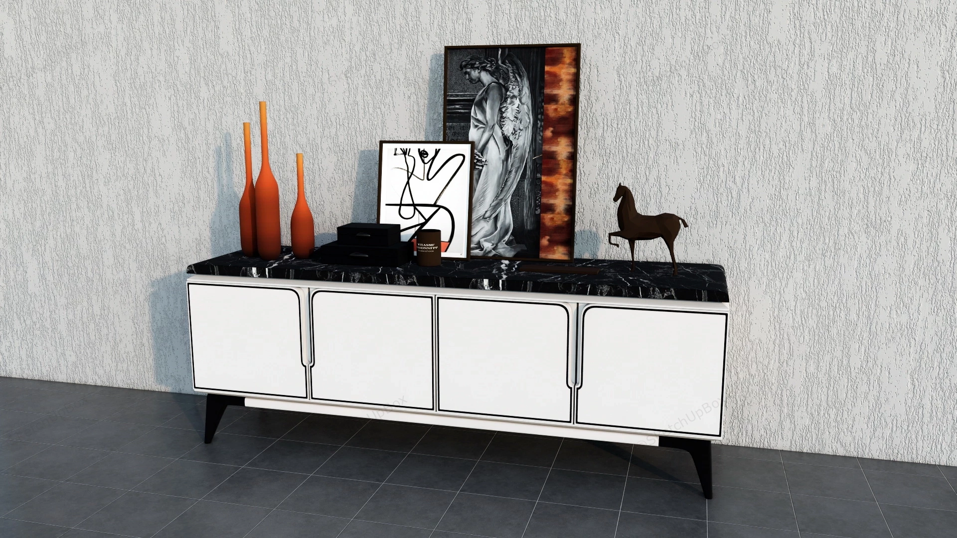 Modern Accent TV Stand sketchup model preview - SketchupBox