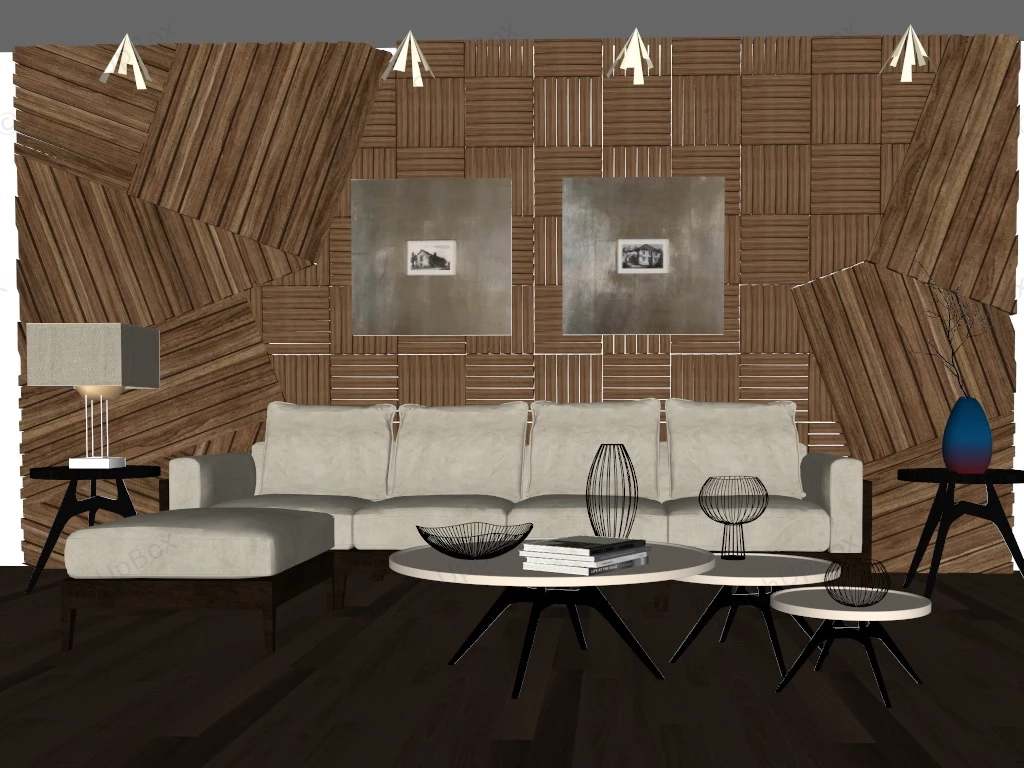 Living Room With Accent Wall Ideas sketchup model preview - SketchupBox